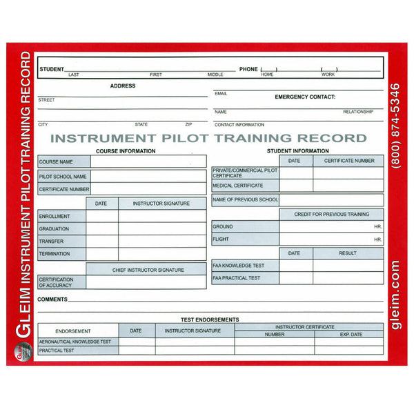 Gleim Instrument Pilot Training Record