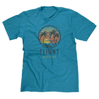 Front view of the Flight Outfitters Tropical T-Shirt, showcasing its vibrant tropical-themed logo design.