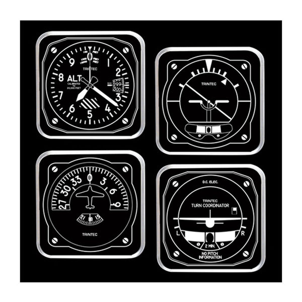 Trintec - Coasters, Square 4 Piece Set, Black & White | 1949-BW