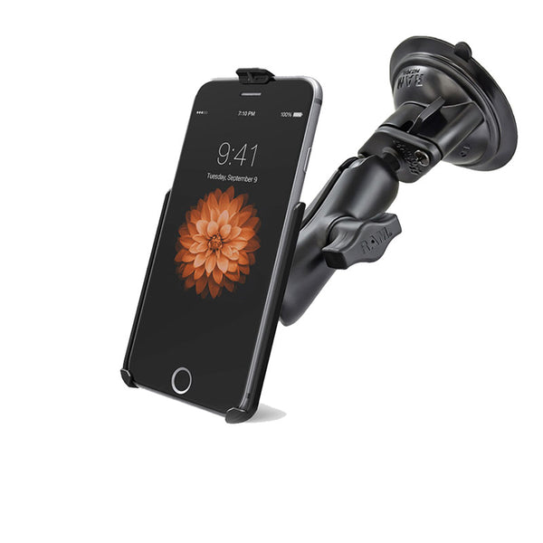 Ram - Single Suction Cup Double Socket Medium (3.69) Iphone 6+ | RAM-B-166-AP19U