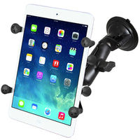 Ram - Twist Lock Single Suction Cup With Long Double Socket Arm And Unviersal X-Grip For Ipad Mini | RAM-B-166-C-UN8U