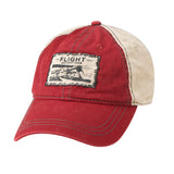 Front view of the Flight Outfitters Seaplane Hat, showcasing the rustic patch with a de Havilland Beaver on floats.