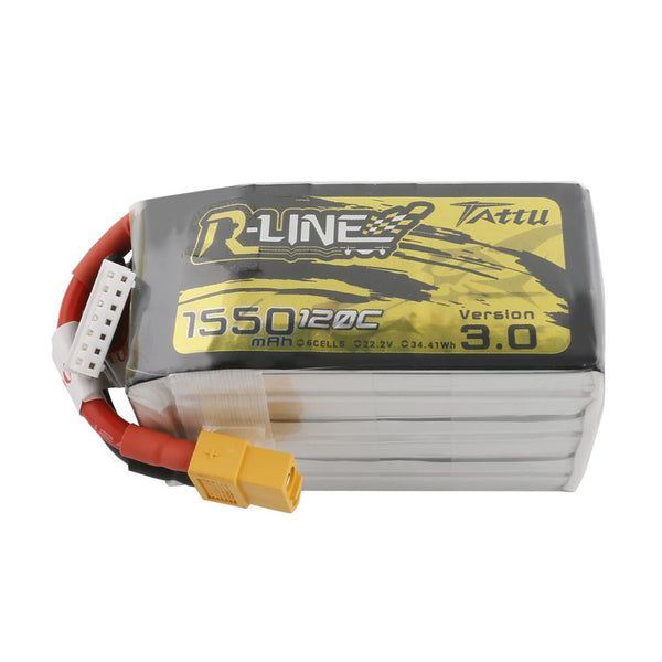 Tattu - 1550mAh 22.2V 120C 6S1P Full Size FPV Racing Quad battery with XT60 Plug