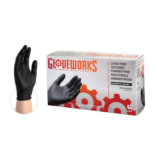 AMMEX - 5 Mil Black Nitrile Gloves, 100/Box