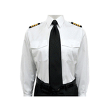 Aero Phoenix Lady Elite Long Sleeve Pilot Shirt - Front View with Tie and Epaulets Highlighting Professional Style