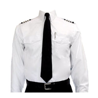 Aero Phoenix Elite Men's Long Sleeve Pilot Shirt - Front View with Tie and Epaulets Highlighting Professional Style