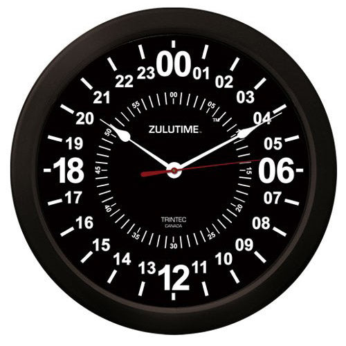 Trintec - 14'' ZuluTime 24-Hour Clock - Black | ZT24-HR14-B