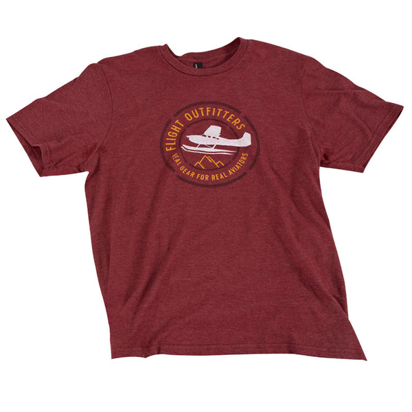 Front view of the Flight Outfitters Expedition T-Shirt, showcasing the mountain-inspired logo design.