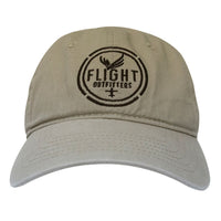 Front view of the Flight Outfitters Original Khaki Pilot Ball Cap, featuring its timeless khaki color and aviation-inspired design.