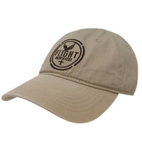 Alternate side view of the Flight Outfitters Original Khaki Pilot Ball Cap, emphasizing its durable construction and adjustable fit.