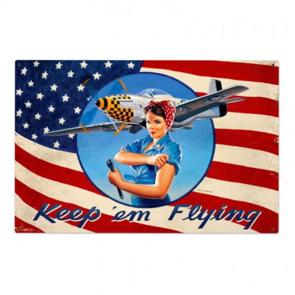 Vintage Signs - Keep Em Flying 36in x 24in | HB034