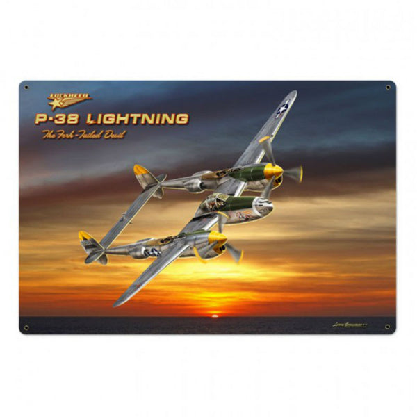 Vintage Signs - P-38 Lightning 36in x 24in | LG204