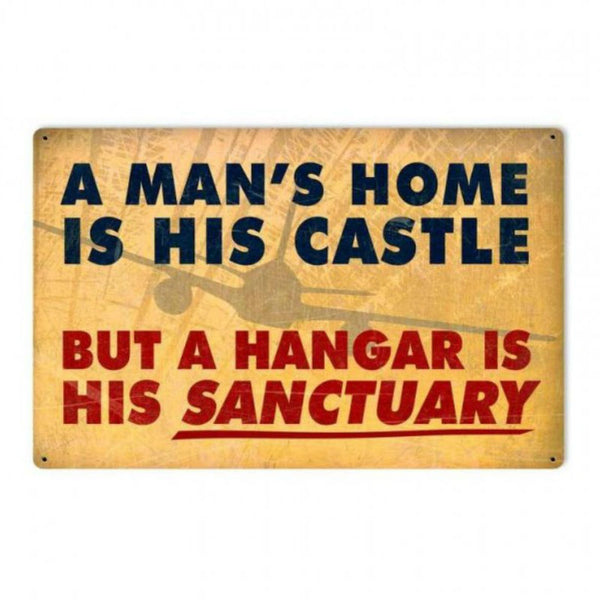 Vintage Signs - Mans Home Hangar 36in x 24in | VXL168