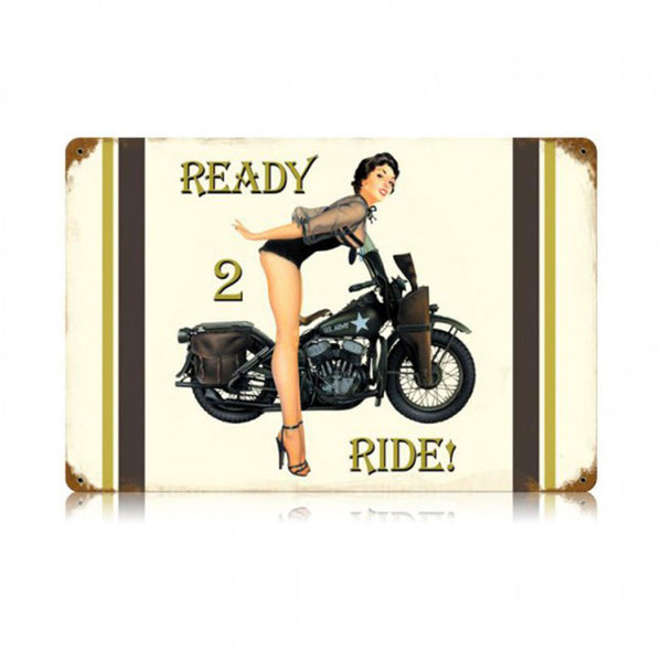 Vintage Signs - Ready to Ride (Army) Sign | V033